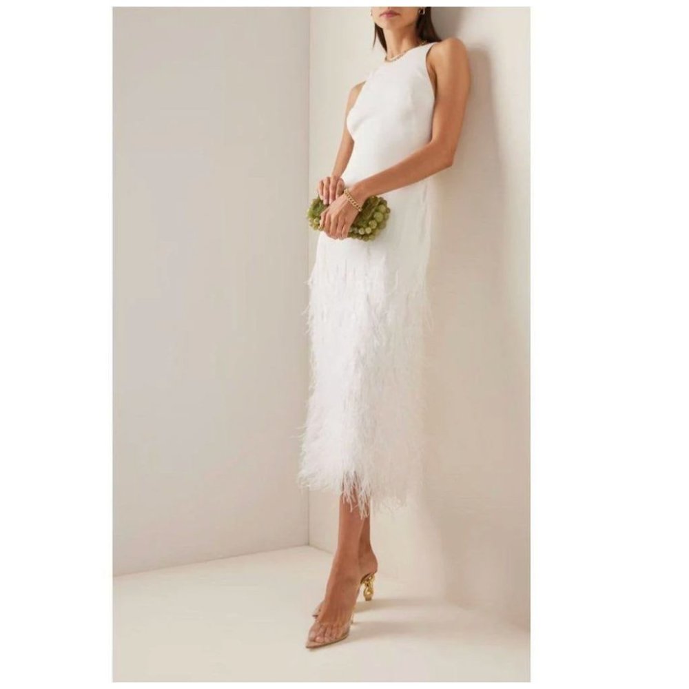 Cult Gaia Aja Ostrich Feather Gown Dress